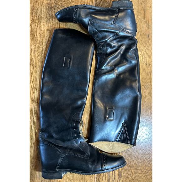 Amazon’s Cavalier Equestrian Tall Riding Boots in Black Leather Sz 7 S No Laces - Picture 2 of 7